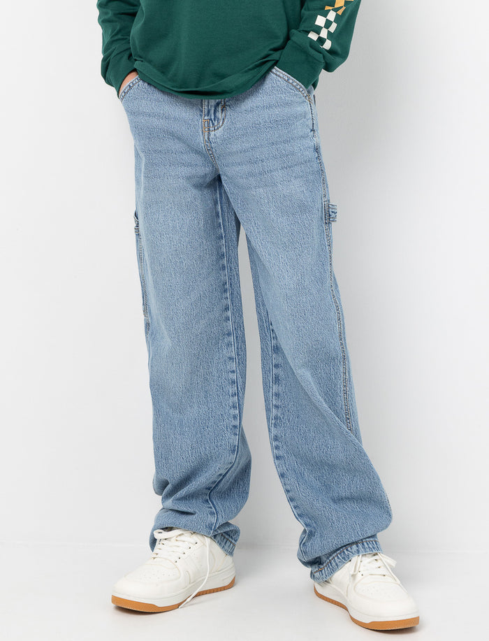 Jean jambe large à taille élastique