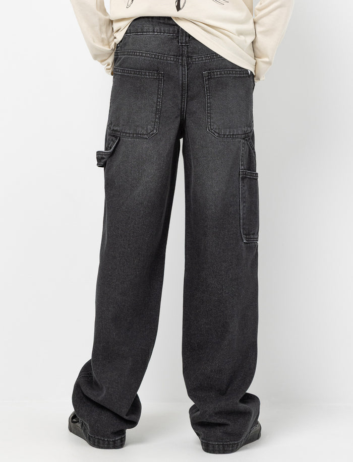 Jean jambe large à taille élastique