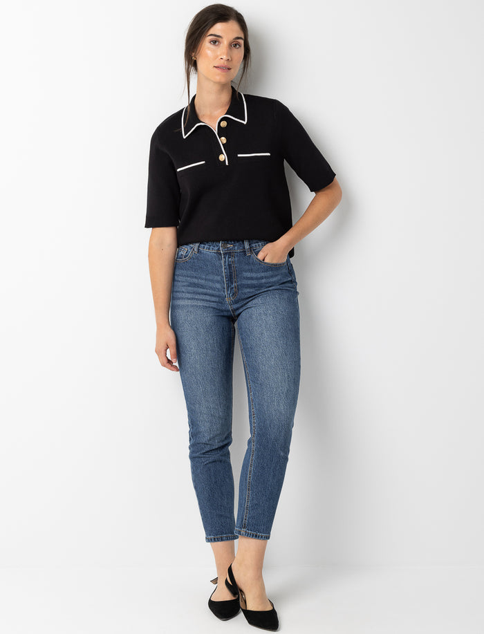 Jean mom à taille haute
