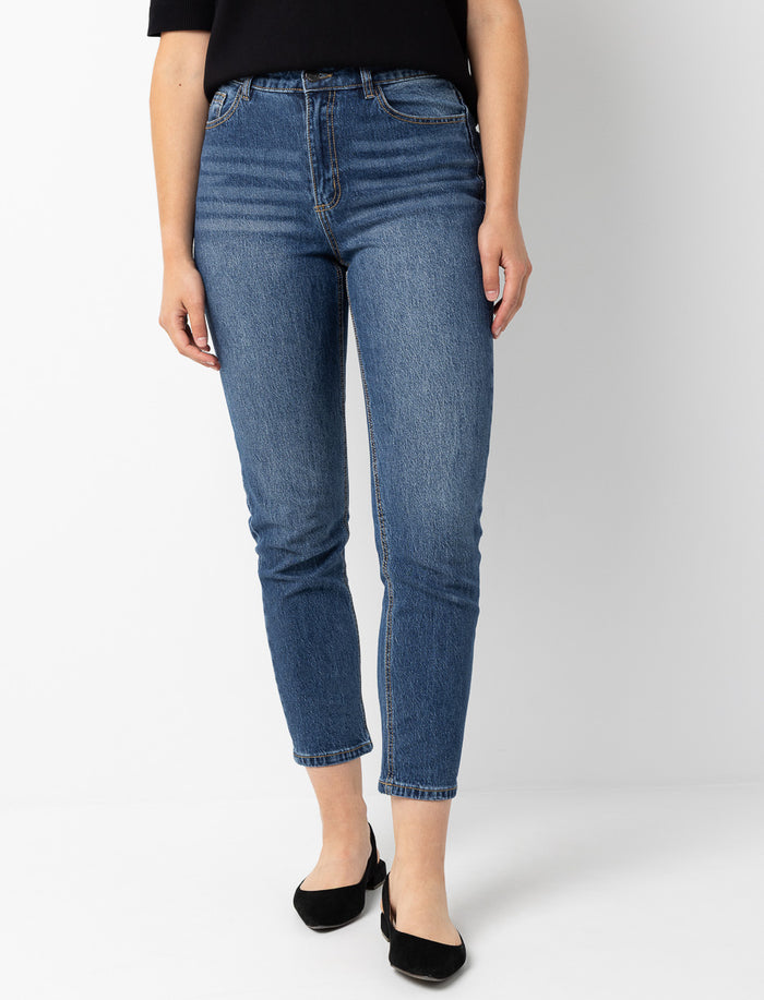 Jean mom à taille haute