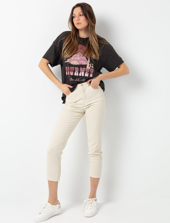 Jean skinny capri à taille haute