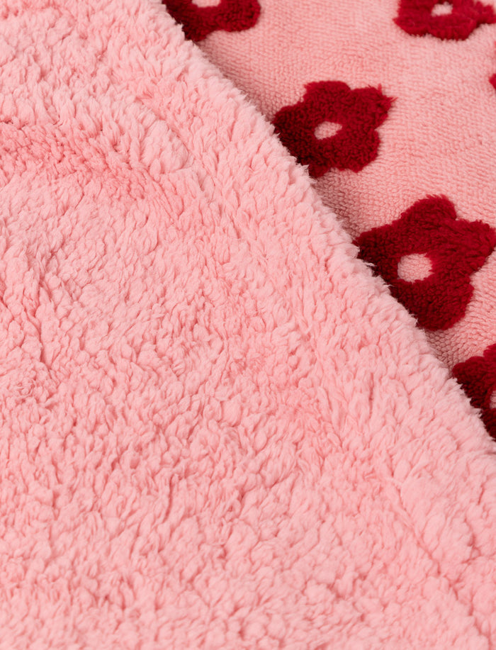 Jeté jacquard sherpa à motif fleuri
