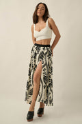 Jungle Cruise Tropical-Print Pleated Wrap Maxi Skirt - ShopPromesa