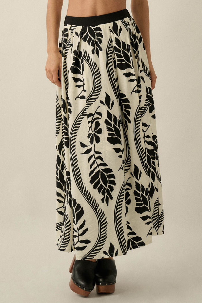 Jungle Cruise Tropical-Print Pleated Wrap Maxi Skirt - ShopPromesa