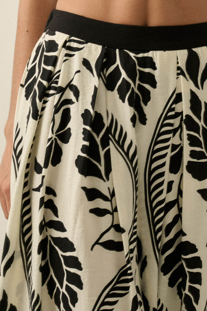 Jungle Cruise Tropical-Print Pleated Wrap Maxi Skirt - ShopPromesa