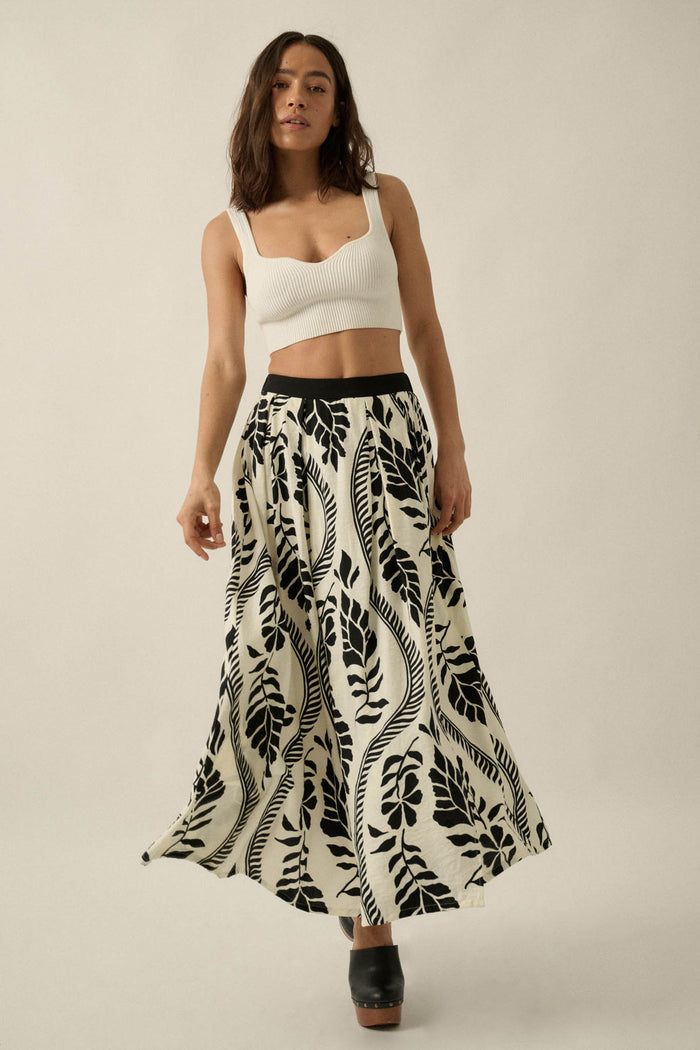 Jungle Cruise Tropical-Print Pleated Wrap Maxi Skirt - ShopPromesa