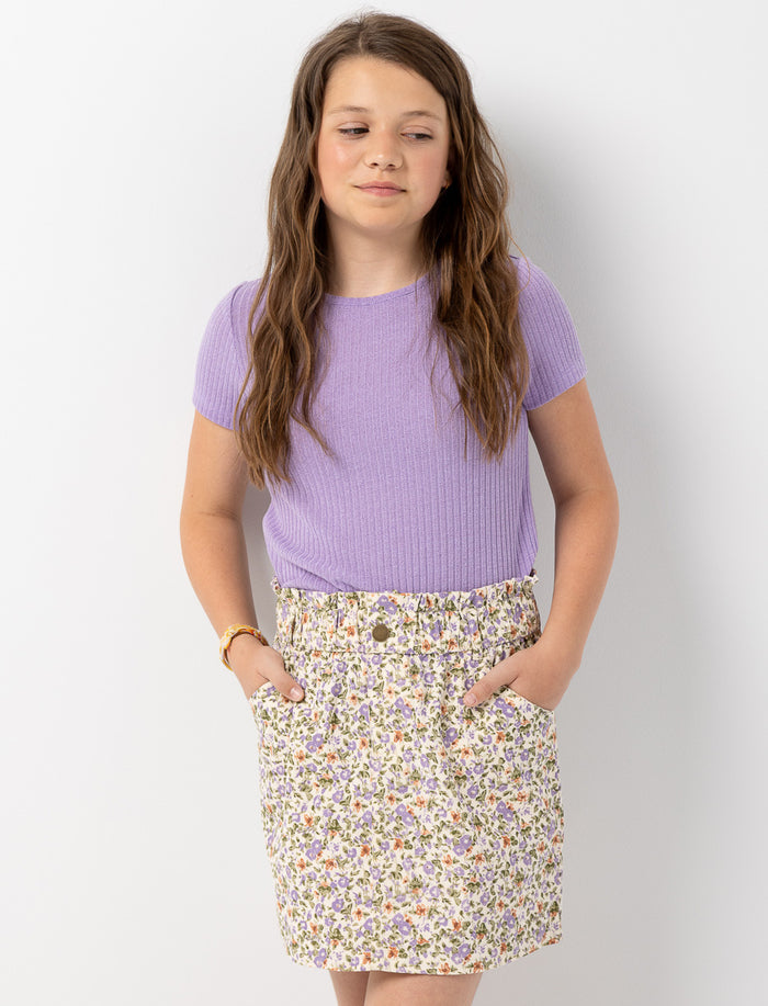 Jupe fleurie à taille élastique