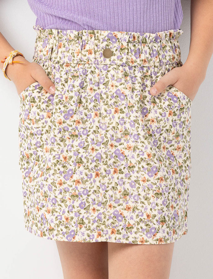 Jupe fleurie à taille élastique
