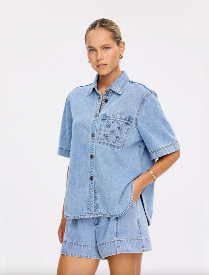 Kivari Laguna Denim Short - Pale Stone
