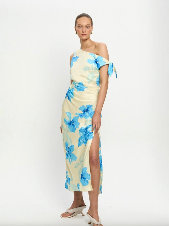 Kivari Sophie Midi Dress - Yellow/Blue