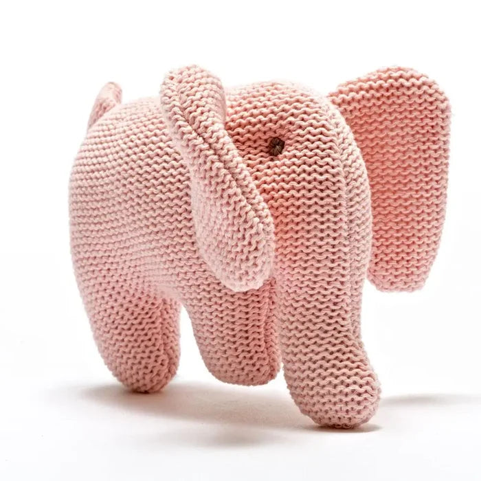 Knitted Elephant Baby Rattle - Greige Goods