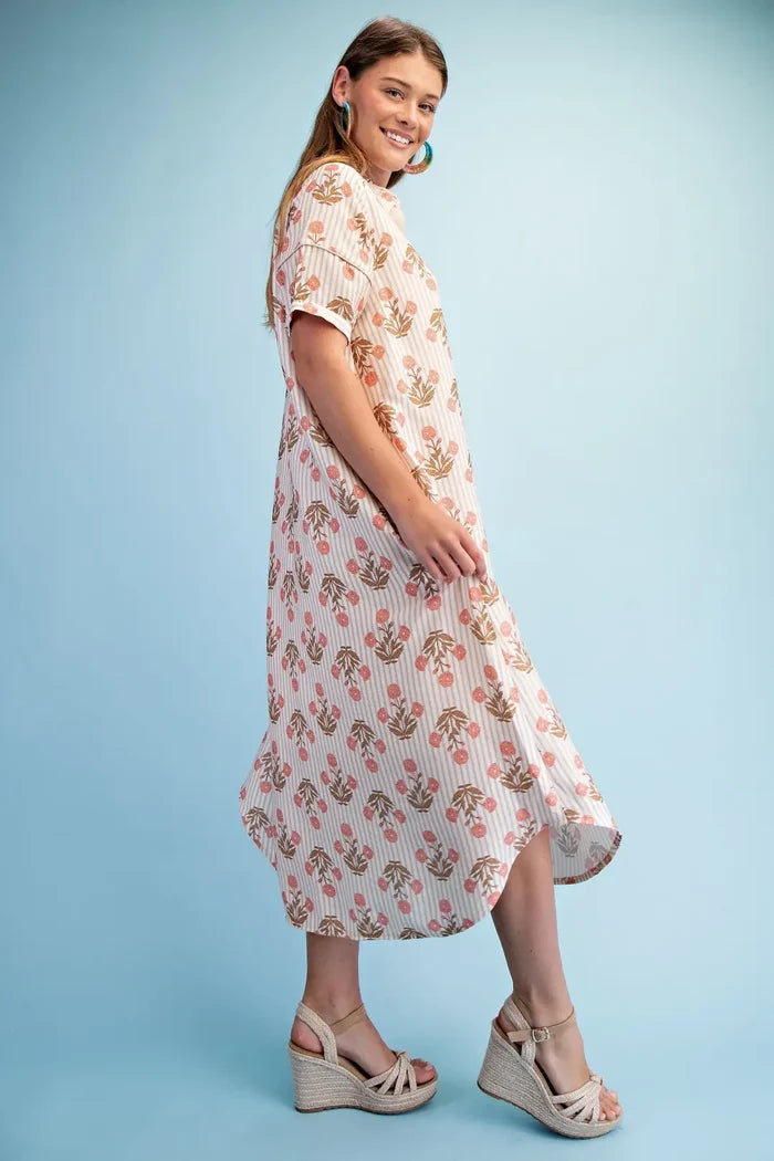 Latte Floral Maxi Dress