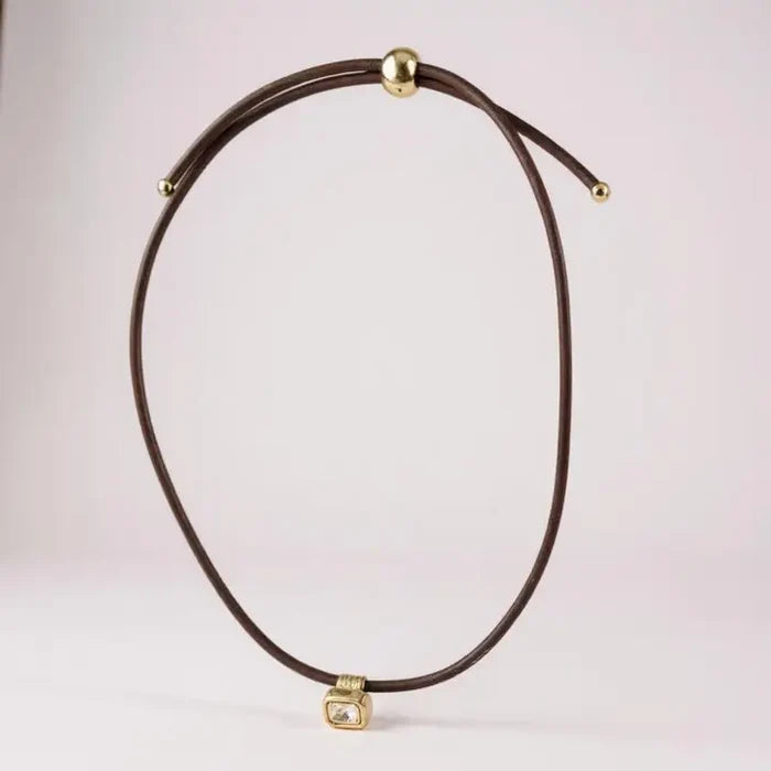 Leather Cord Necklace - Greige Goods