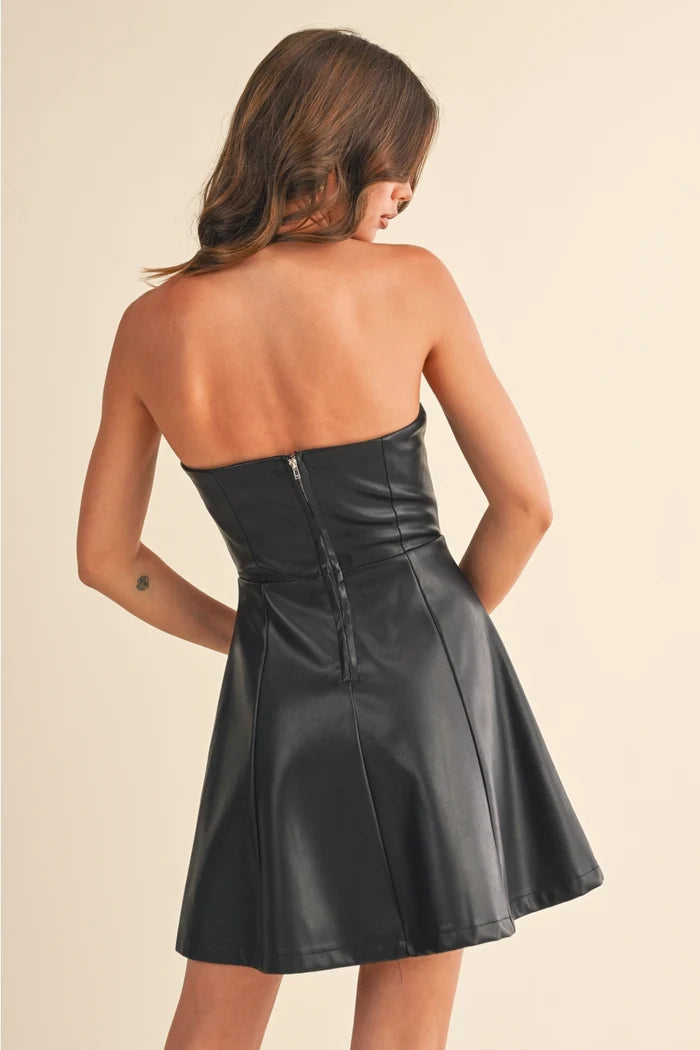 Leather Tube Mini Dress - Greige Goods