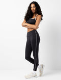 Legging de sport taille haute à bandes contrastantes
