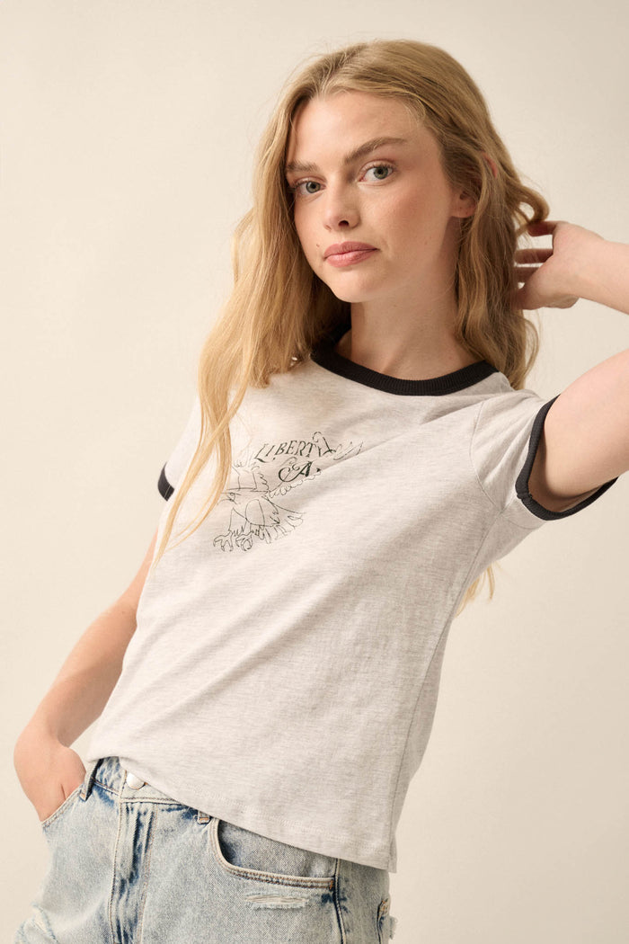 Liberty for All Vintage-Print Graphic Ringer Tee - ShopPromesa