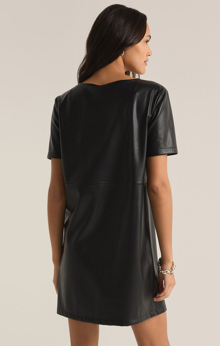 London Faux Leather Dress - Greige Goods