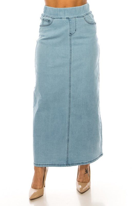 Long Light Denim Skirt