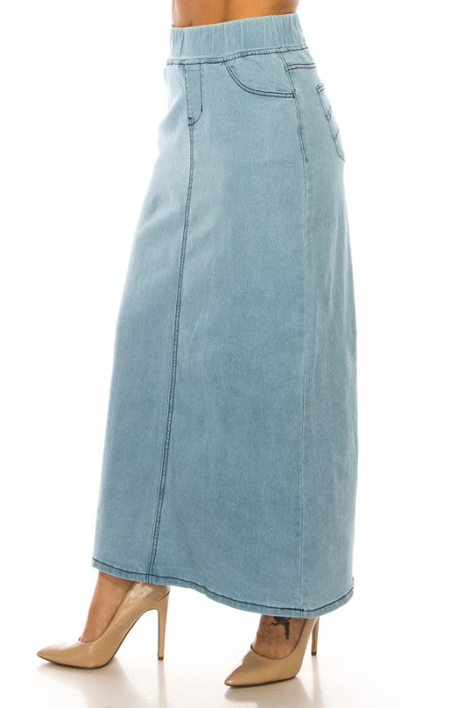 Long Light Denim Skirt