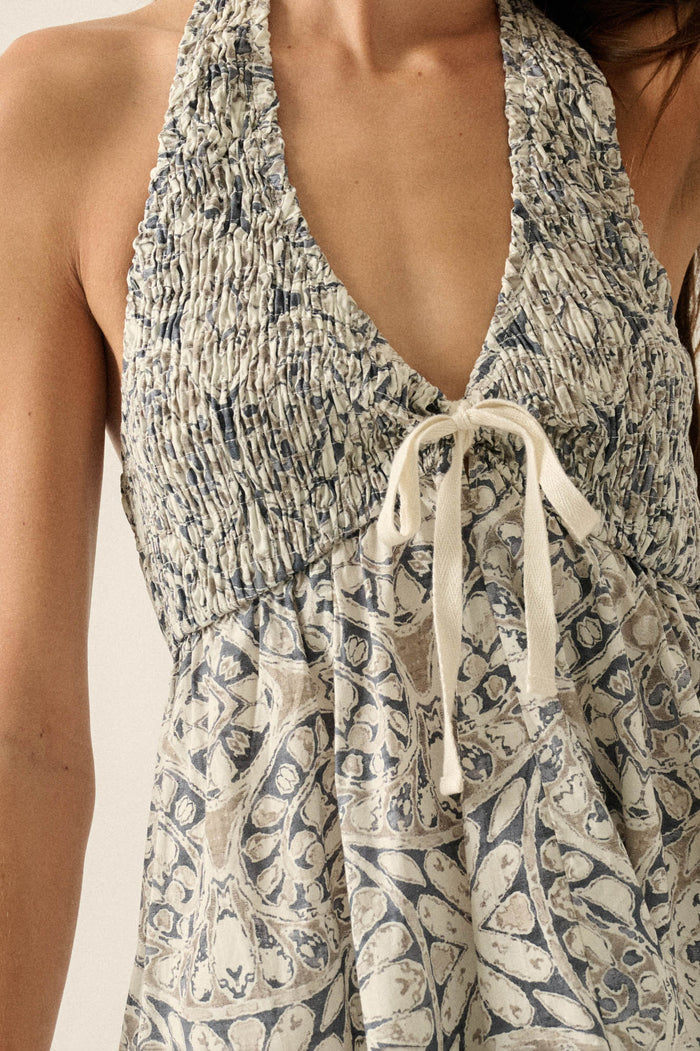 Lost Lands Abstract-Print Smocked Halter Maxi Dress - ShopPromesa