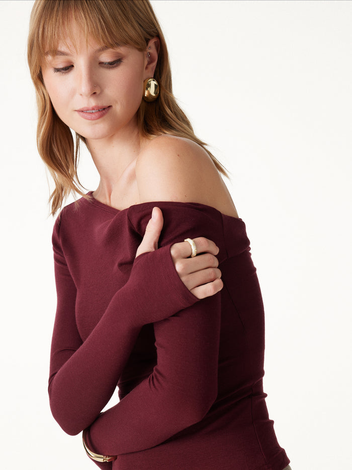 OGLmove Lyocell-Wool Round Neck Long Sleeve Reversible Top