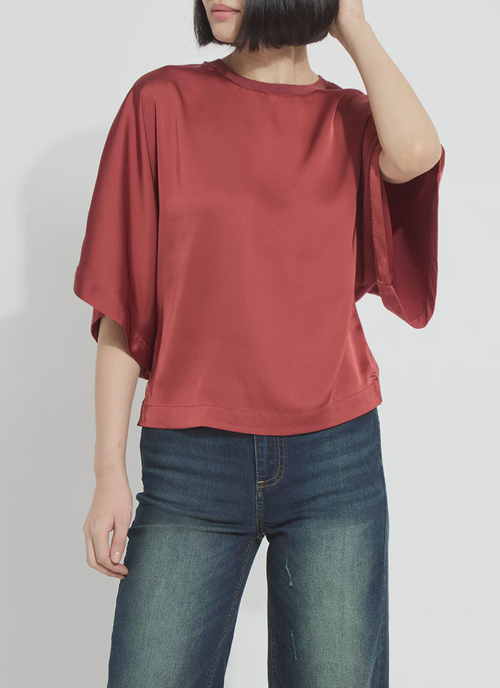 Lysse Ginger Mix-Media Dolman Tee in Copper Blush