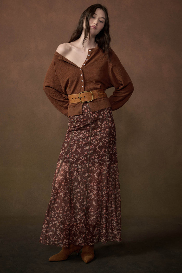 Magic in Bloom Floral Mesh Paneled Maxi Skirt - ShopPromesa