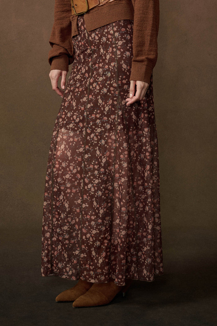 Magic in Bloom Floral Mesh Paneled Maxi Skirt - ShopPromesa