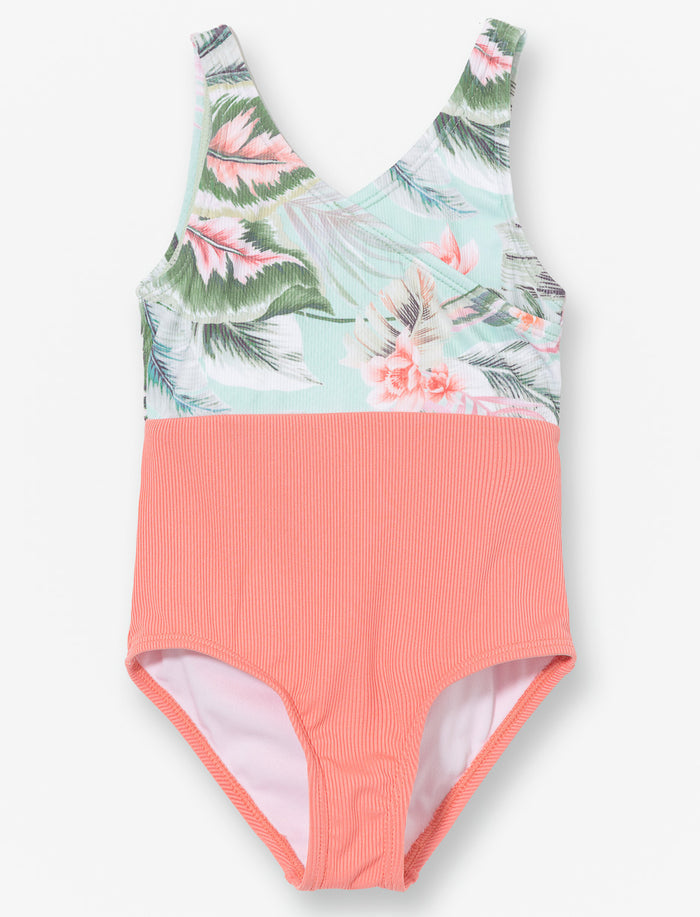 Maillot 1 pièce imprimé cache-cœur - petite fille
