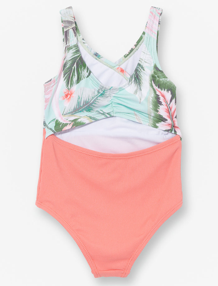 Maillot 1 pièce imprimé cache-cœur - petite fille