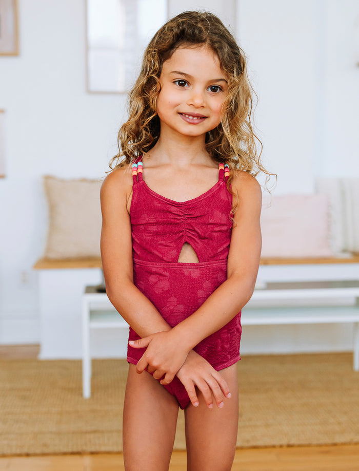 Maillot 1 pièce texturé à bretelles croisées - petite fille