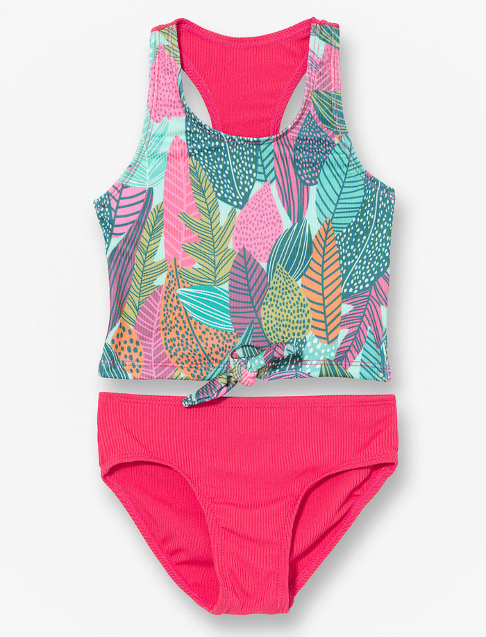 Maillot 2 pièces imprimé noué à l'avant - petite fille