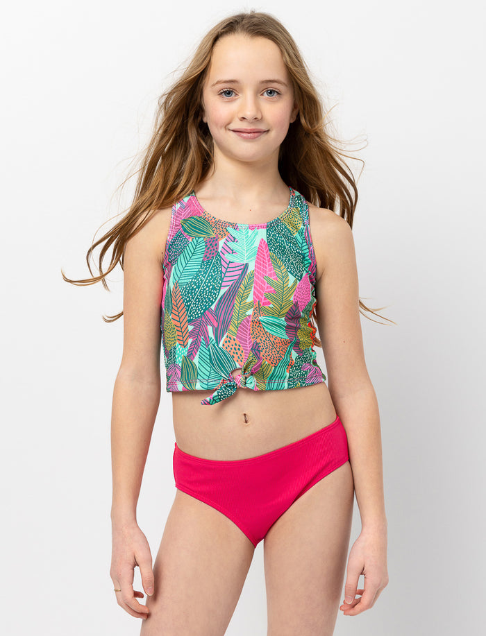 Maillot 2 pièces imprimé noué à l'avant