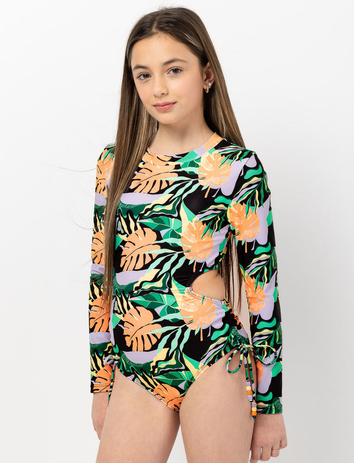 Maillot dermoprotecteur 1 pièce à découpes