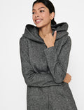 Manteau à capuchon en tricot bouclé