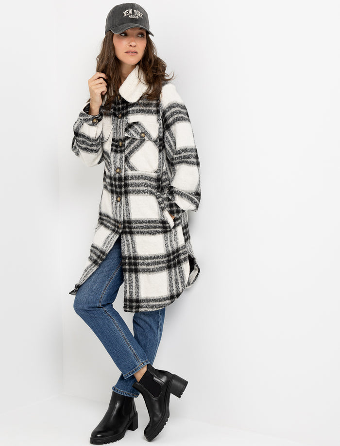 Manteau mi-saison à carreaux