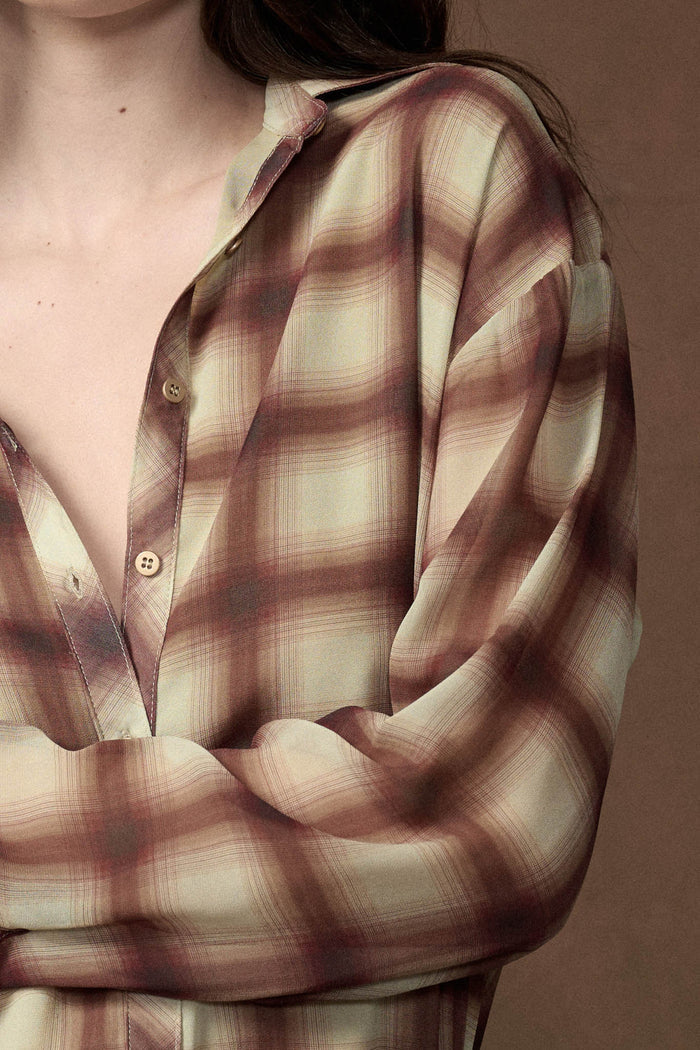 Meet in the Middle Plaid Chiffon Button-Up Shirt - ShopPromesa