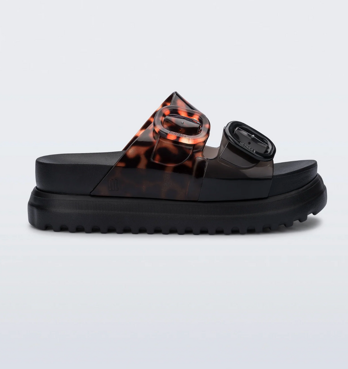 Melissa Cozy Slide Platform - Black/Tortoise shell