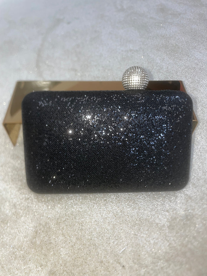 Metal Ball Clasp Glitter Clutch Bag