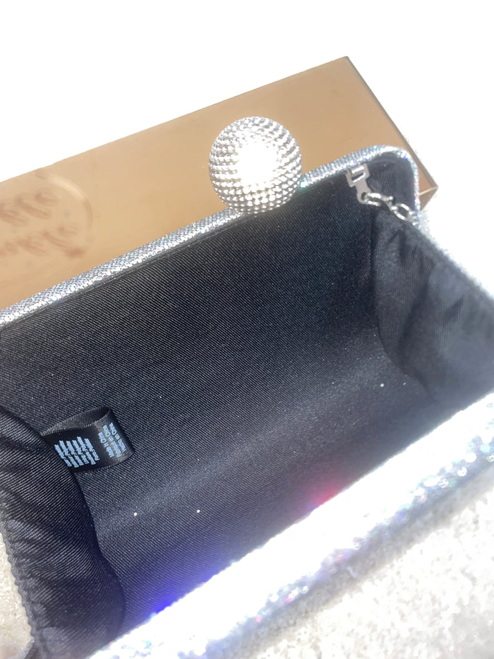 Metal Ball Clasp Glitter Clutch Bag