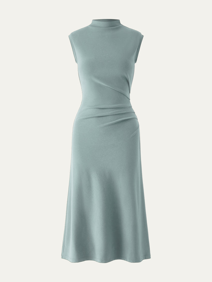 OGLmove Mockneck Tucks Midi Dress