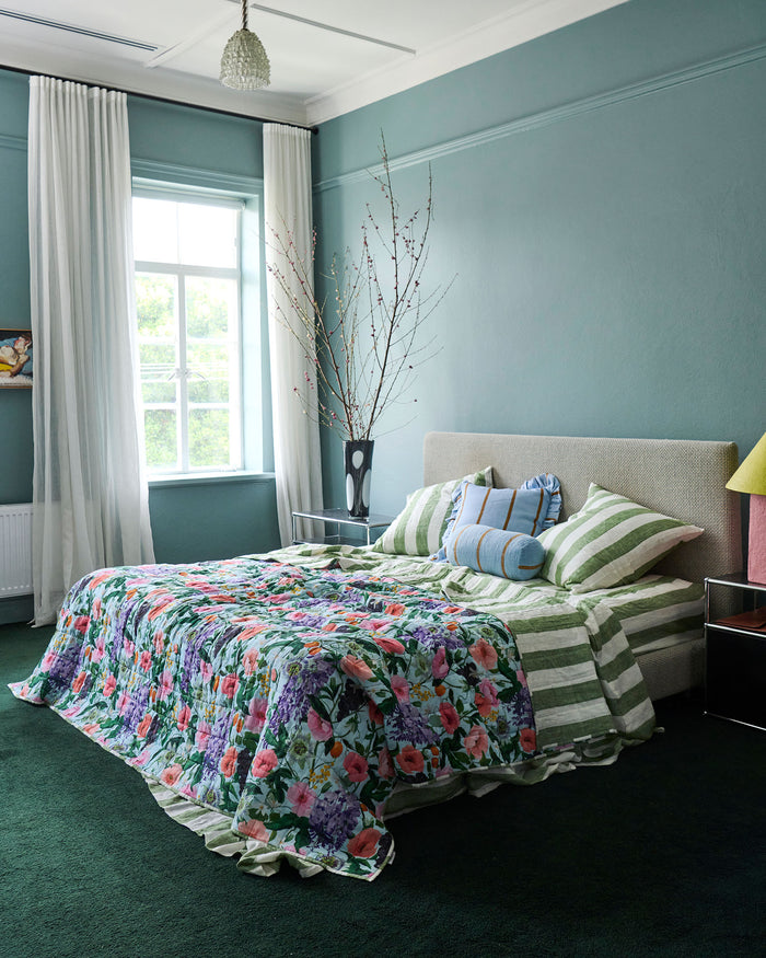 Moss Stripe Linen Fitted Sheet (US)