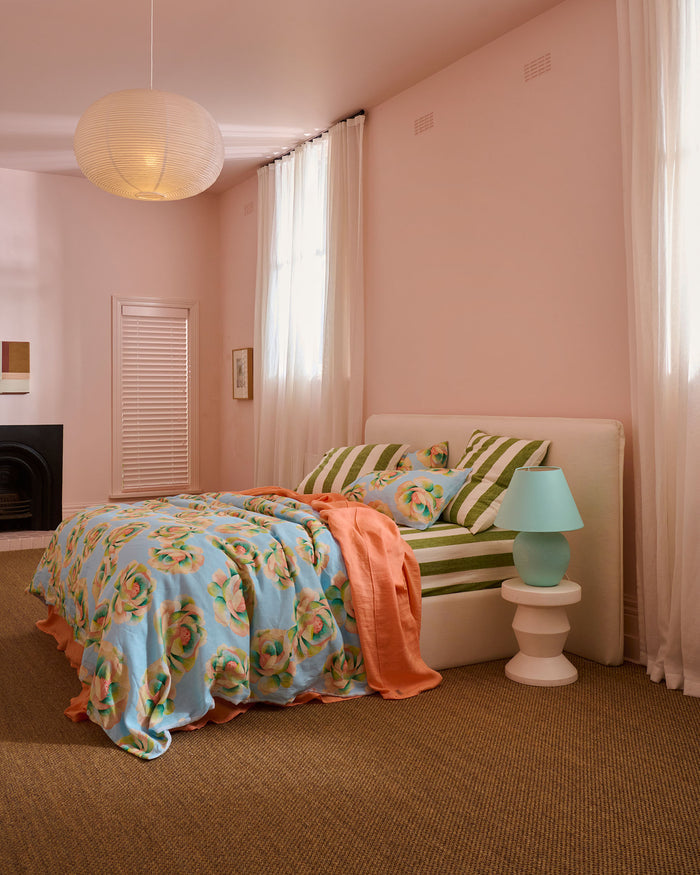 Moss Stripe Linen Fitted Sheet (US)