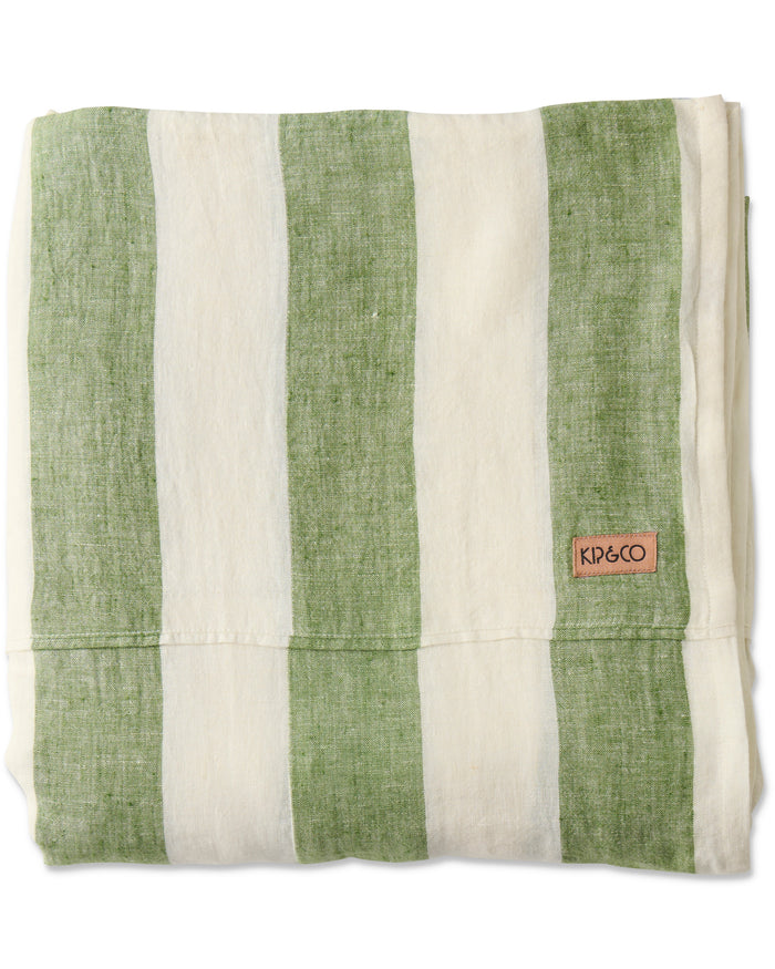 Moss Stripe Linen Flat Sheet (US)