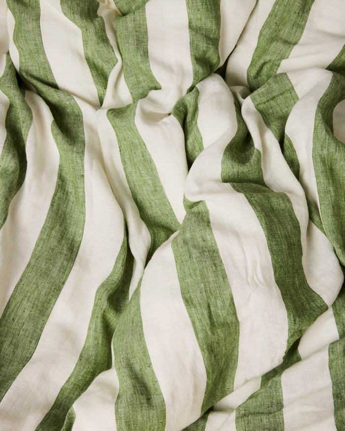 Moss Stripe Linen Flat Sheet (US)