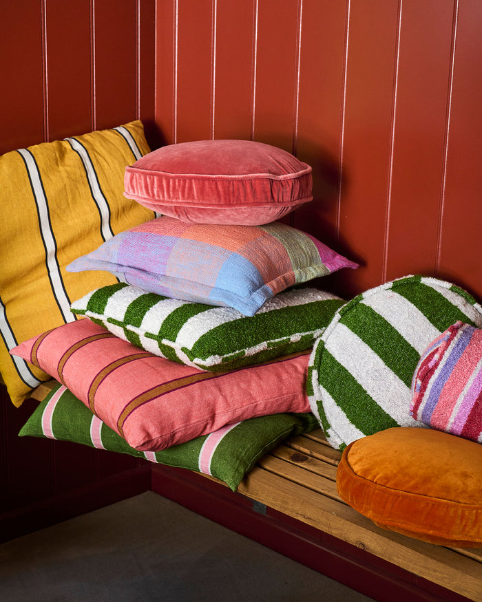 Moss Stripe Square Boucle Cushion
