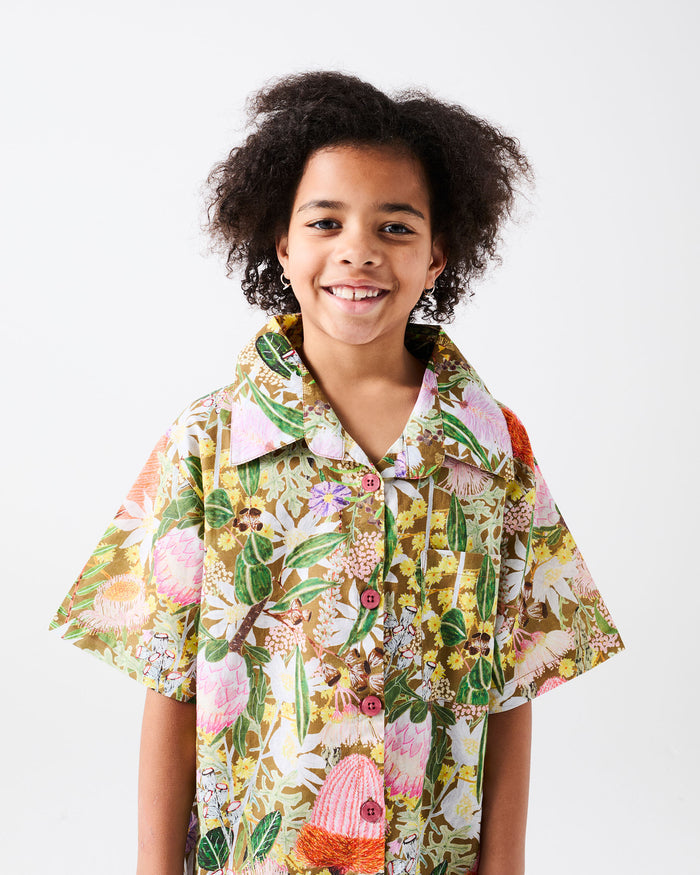 Native Plantation Kids Organic Cotton Short Sleeve Shirt & Short Pyjama Set