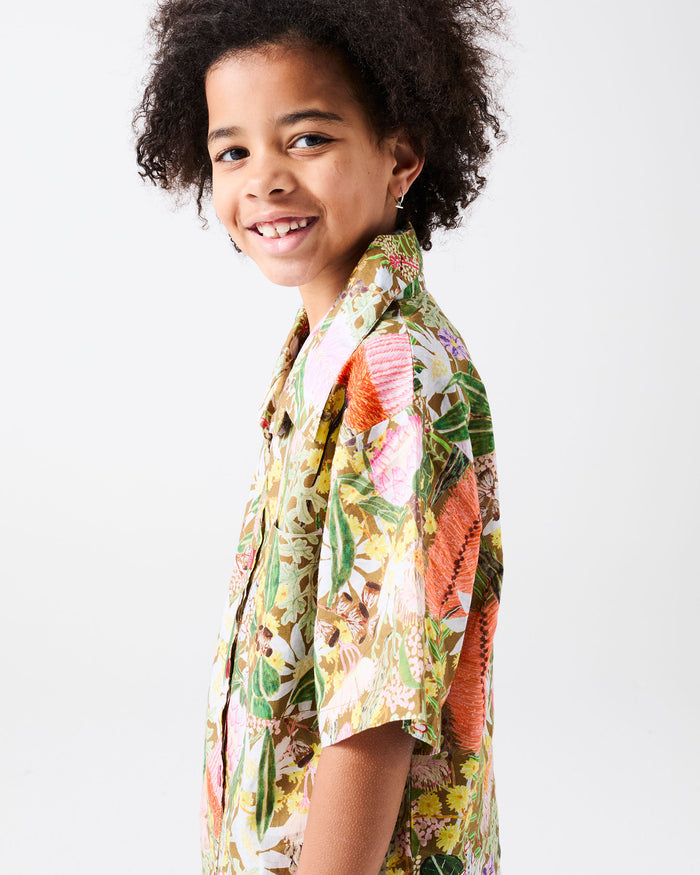 Native Plantation Kids Organic Cotton Short Sleeve Shirt & Short Pyjama Set