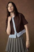 Nice Day Contrast Knit Short-Sleeve Cardigan - ShopPromesa