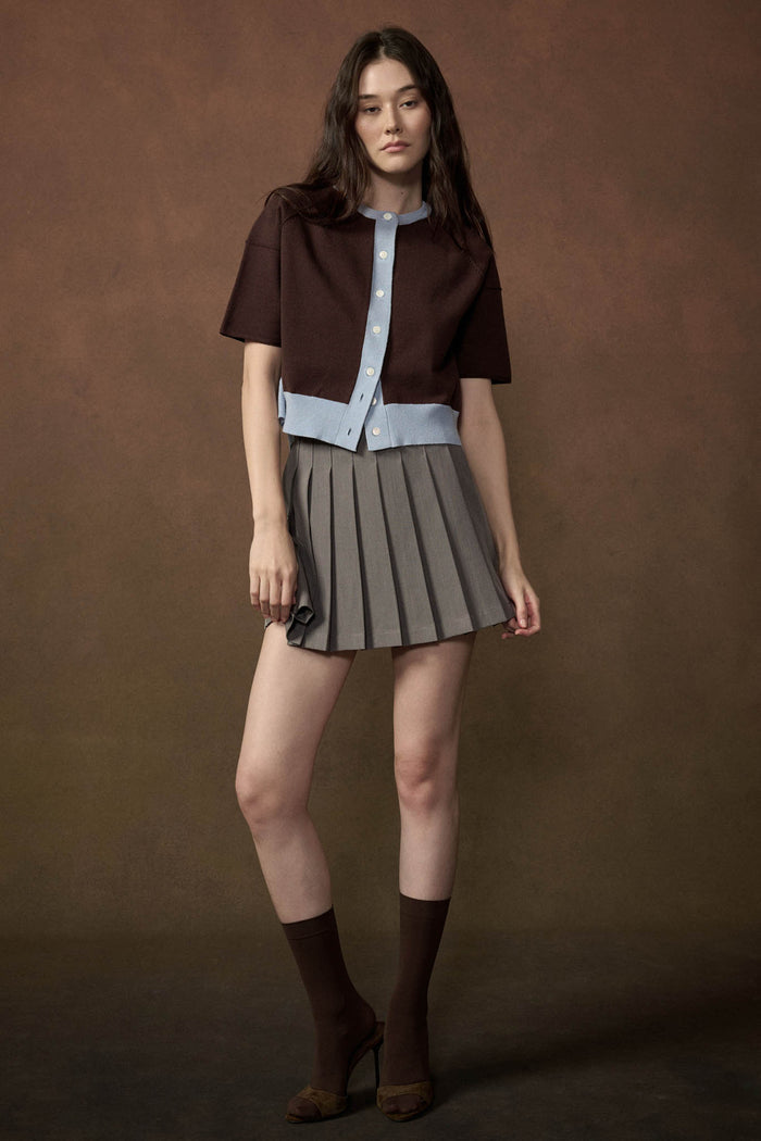 Nice Day Contrast Knit Short-Sleeve Cardigan - ShopPromesa